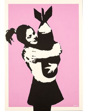 QUADRO STAMPA SU TELA CANVAS BANKSY BAMBINA PALLONCINO CON CUORE STREET ART  LOVE