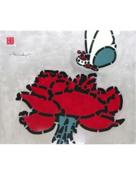 Flower and Butterfly Red Metal