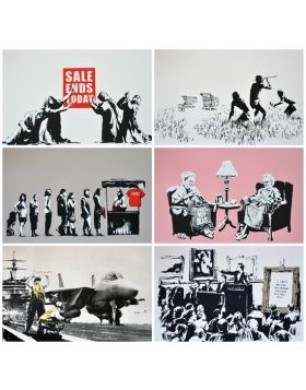 Quadro su tela, Banksy Pulp Fiction and Monkeys - 40x40